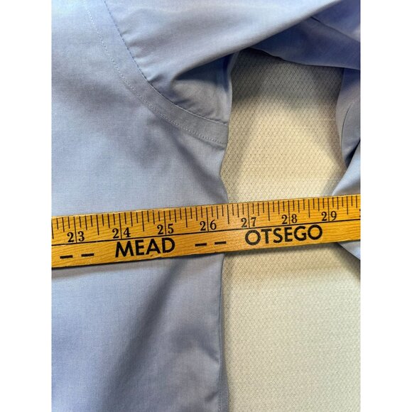 Jos. A Bank Mens Travelers Button Up Cotton Shirt Size 171/2-34 Blue Long Sleeve - Picture 11 of 13